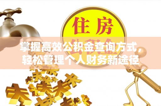 仑背掌握高效公积金查询方式，轻松管理个人财务新途径