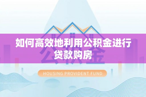 仑背如何高效地利用公积金进行贷款购房